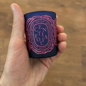 diptyque 2.4 oz small glass votive with pink Centifolia motif RARE scent